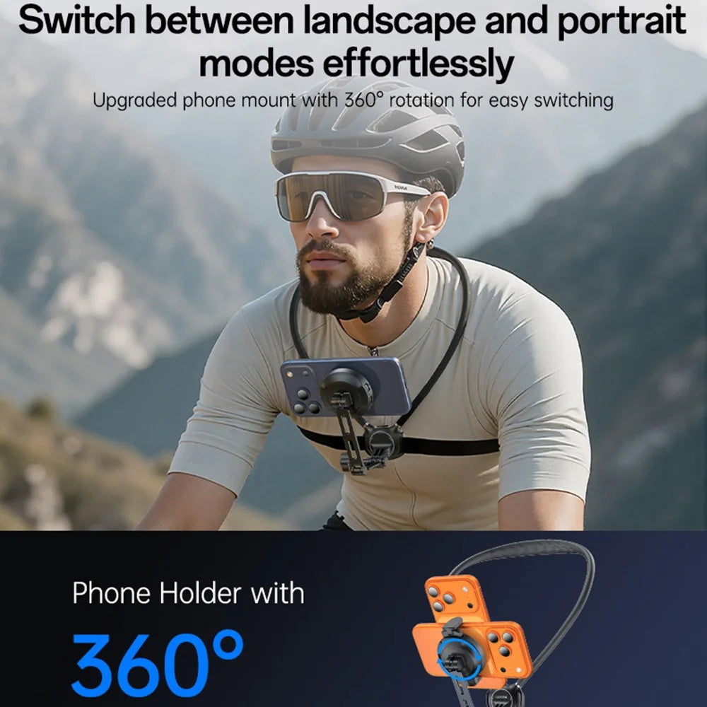 YESIDO C232 Magnetic Neck Phone Holder for iPhone / GoPro Action Camera Hands-free Mount Stand - Black - 7