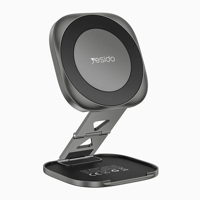 YESIDO C301 Foldable Desktop Magnetic Phone Holder 3-Stage Damping Hinge Travel Stand - Tarnish - 1