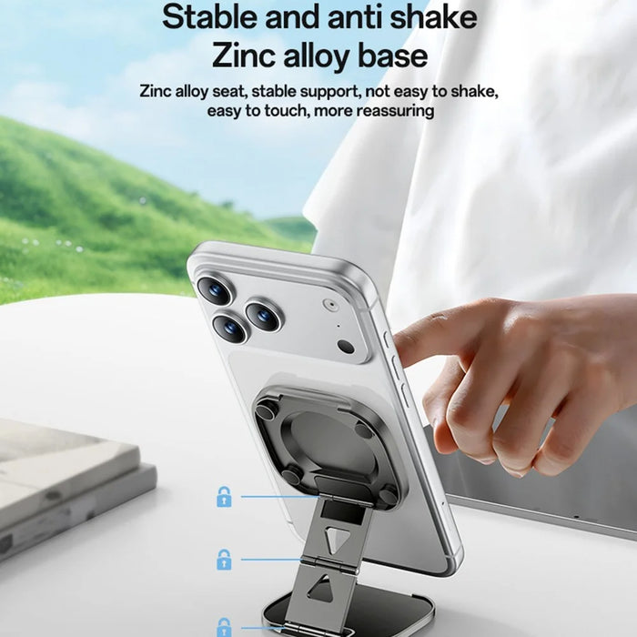 YESIDO C301 Foldable Desktop Magnetic Phone Holder 3-Stage Damping Hinge Travel Stand - Tarnish - 5