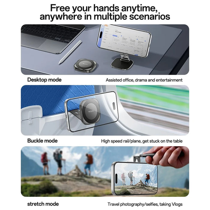 YESIDO C301 Foldable Desktop Magnetic Phone Holder 3-Stage Damping Hinge Travel Stand - Tarnish - 6