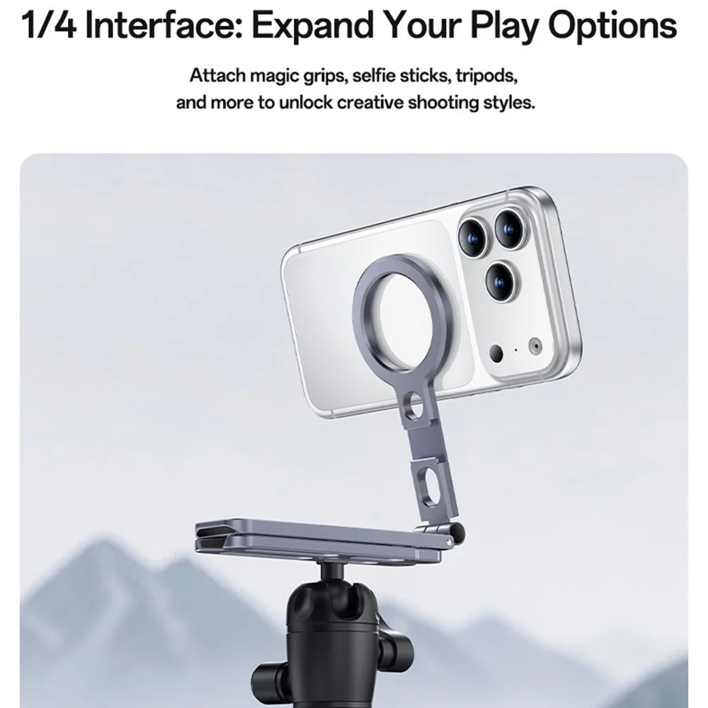 YESIDO C231 Folding Tripod Stand Aluminum Alloy Portable Magnetic Phone Desktop Support Selfie Stick - Tarnish - 4