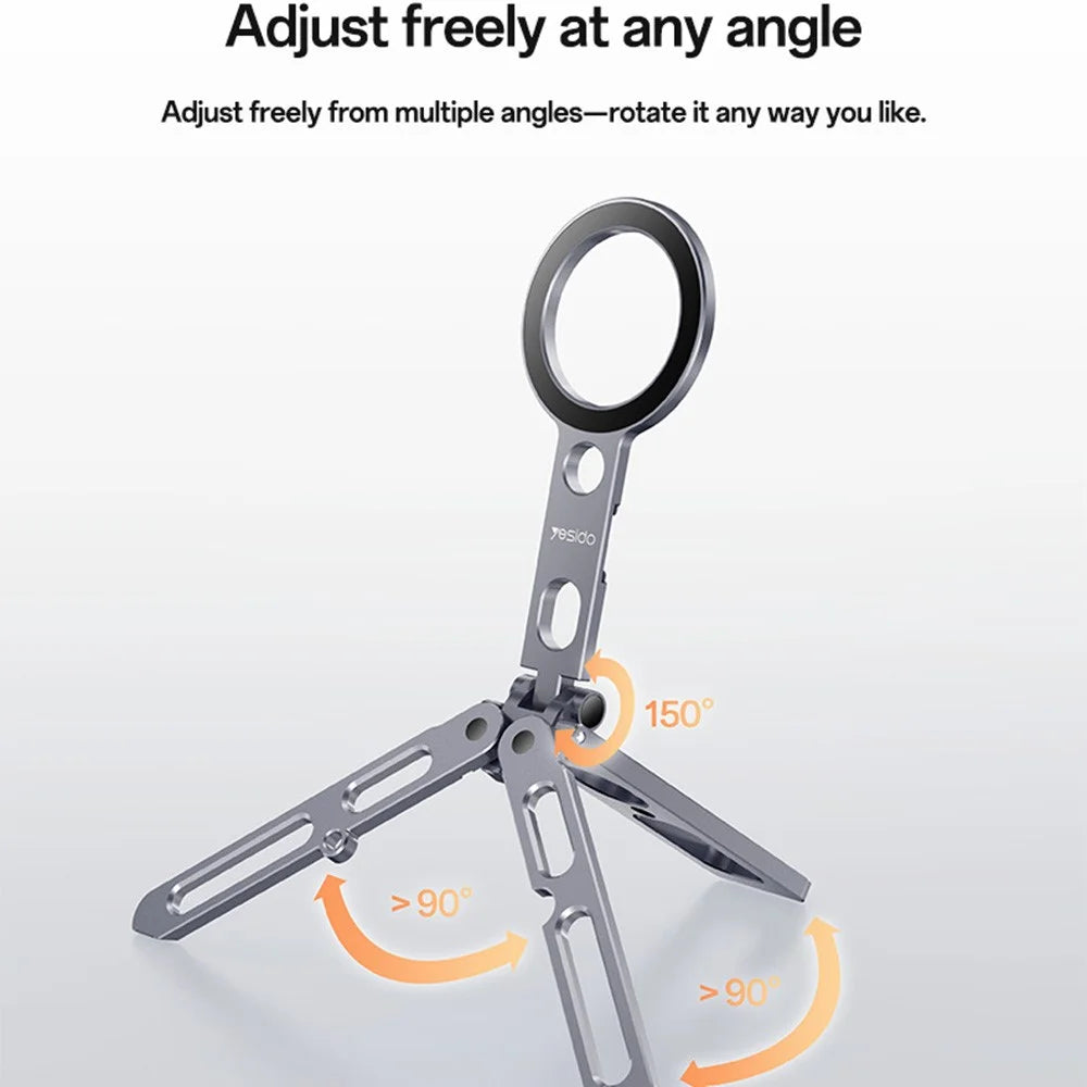 YESIDO C231 Folding Tripod Stand Aluminum Alloy Portable Magnetic Phone Desktop Support Selfie Stick - Tarnish - 6