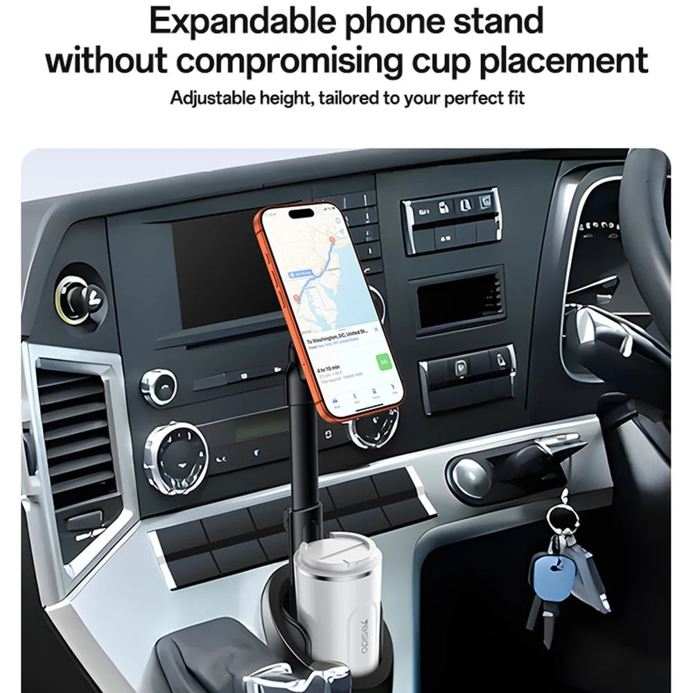 YESIDO C230 Car Cup Holder Phone Mount 360 Degree Rotating Magnetic Cellphone Stand - Black - 6