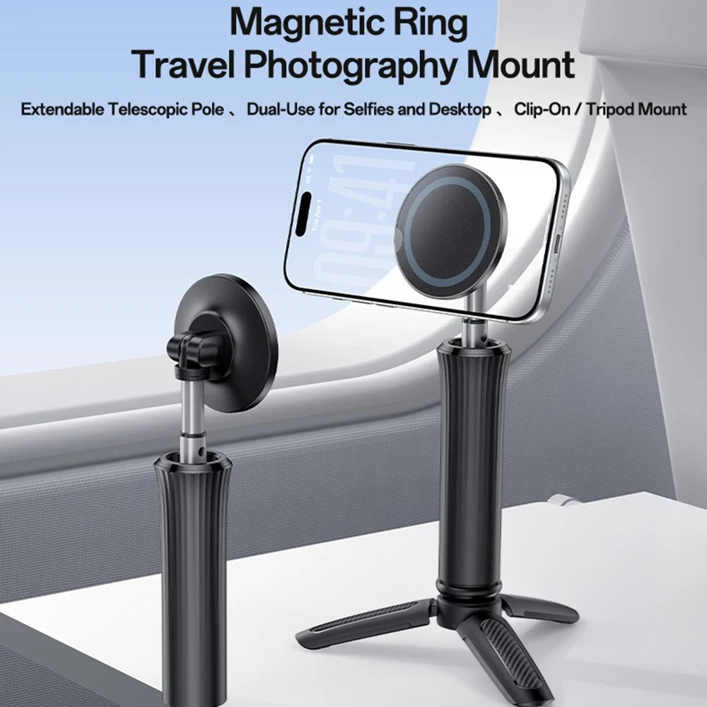 YESIDO C233 Magnetic Phone Tripod Telescopic Clip-on Desktop Holder Stand for Selfie Live Streaming - Black - 2