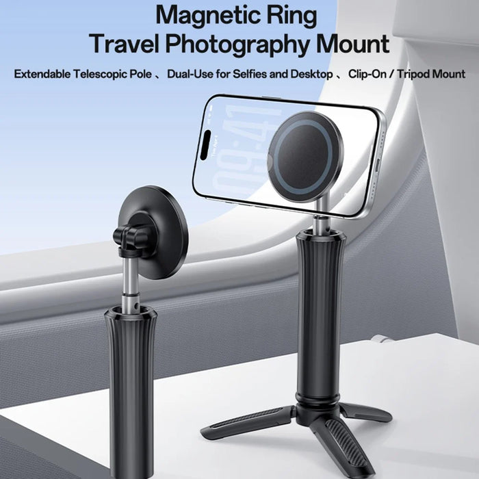 YESIDO C233 Magnetic Phone Tripod Telescopic Clip-on Desktop Holder Stand for Selfie Live Streaming - Black - 2