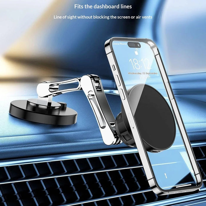 QH-AKD145 Magnetic Car Phone Mount 360 Degree Rotatable Foldable Dashboard Cellphone Stand with Adhesive Base - 3