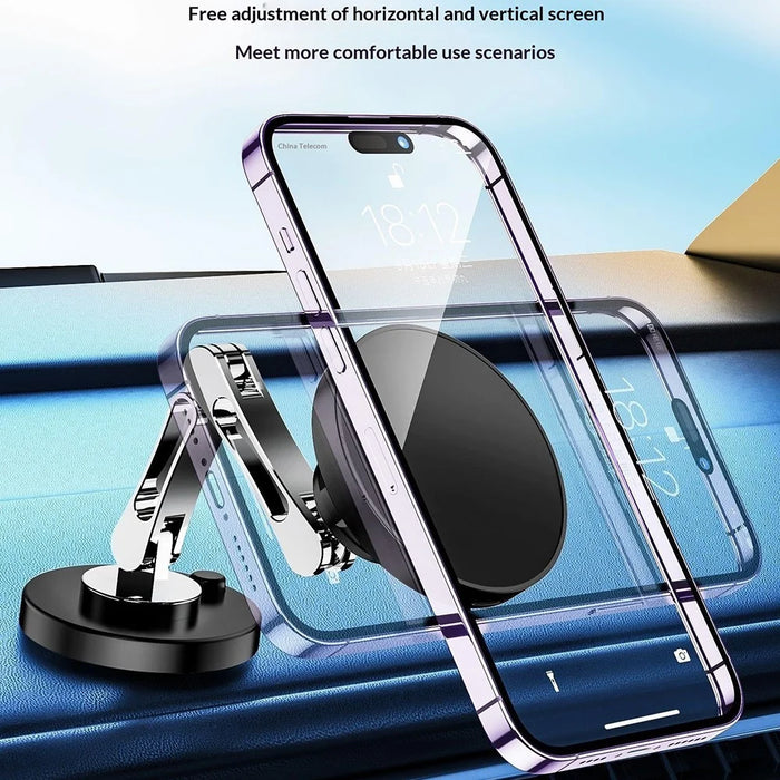 QH-AKD145 Magnetic Car Phone Mount 360 Degree Rotatable Foldable Dashboard Cellphone Stand with Adhesive Base - 4