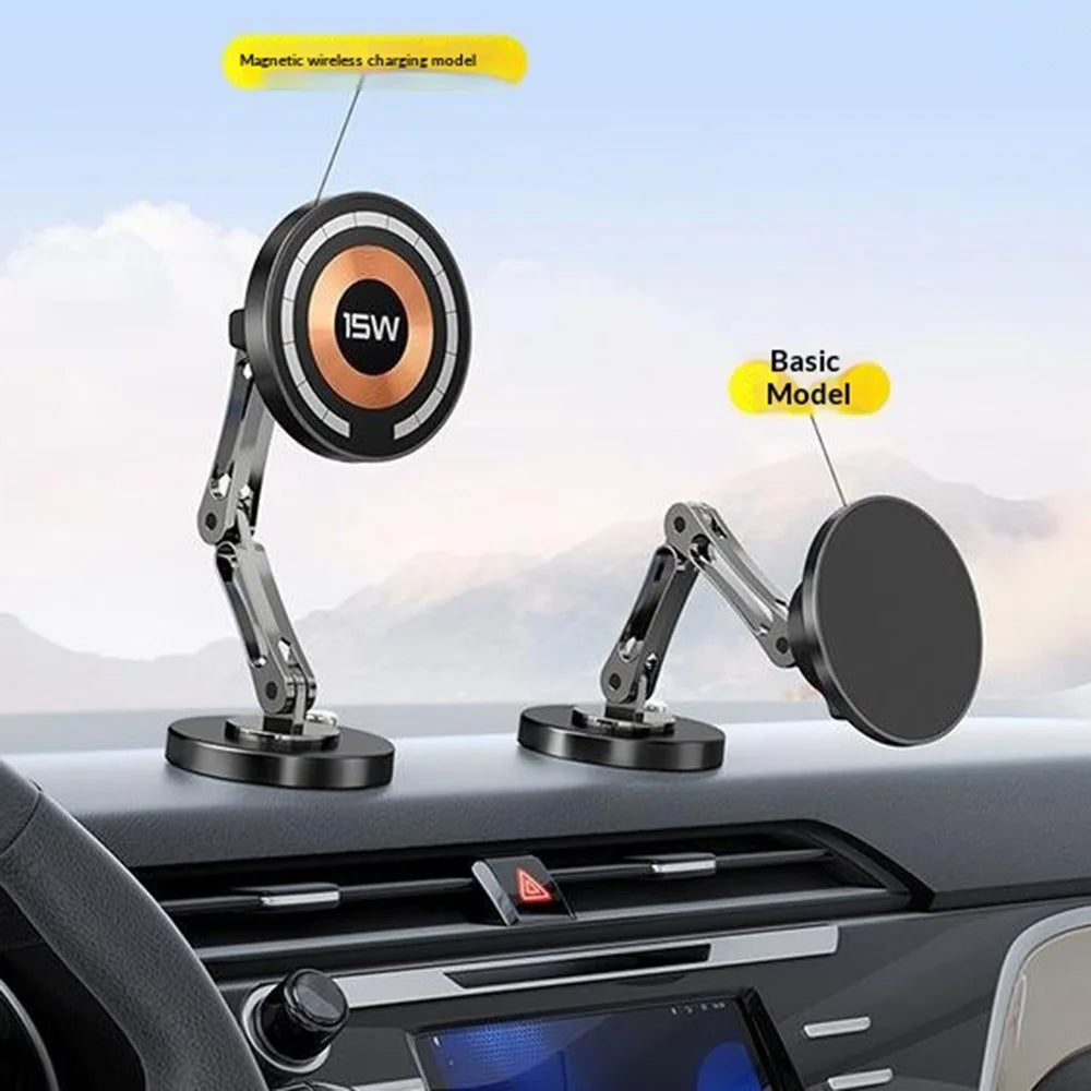 QH-AKD168 Magnetic Wireless Charger Car Phone Mount 15W Fast Charging Dashboard Cellphone Stand with Adhesive Base - Black - 3