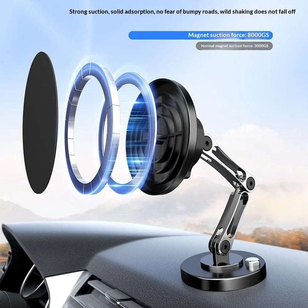 QH-AKD168 Magnetic Wireless Charger Car Phone Mount 15W Fast Charging Dashboard Cellphone Stand with Adhesive Base - Black - 7
