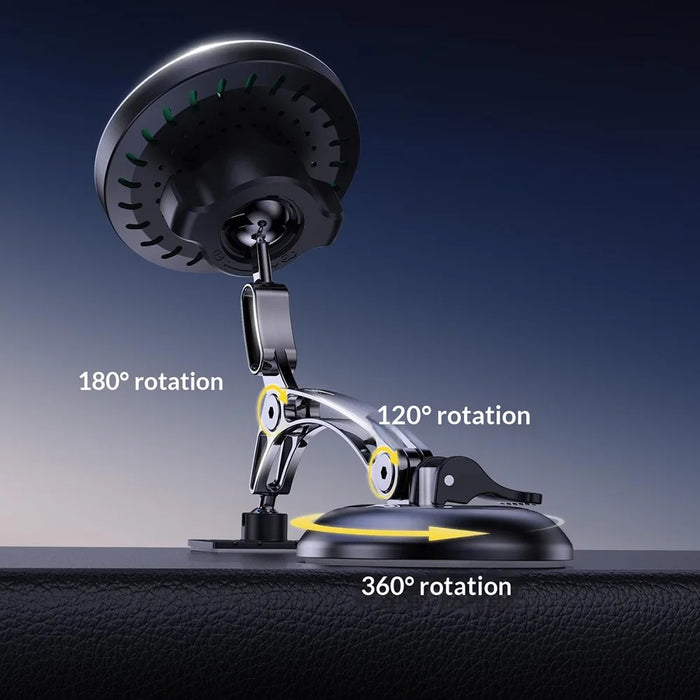 QH-AKD248 Magnetic Wireless Charging Car Phone Holder with Vacuum Suction 15W Fast Charging Cellphone Mount for Dashboard / Windshield - Black - 4