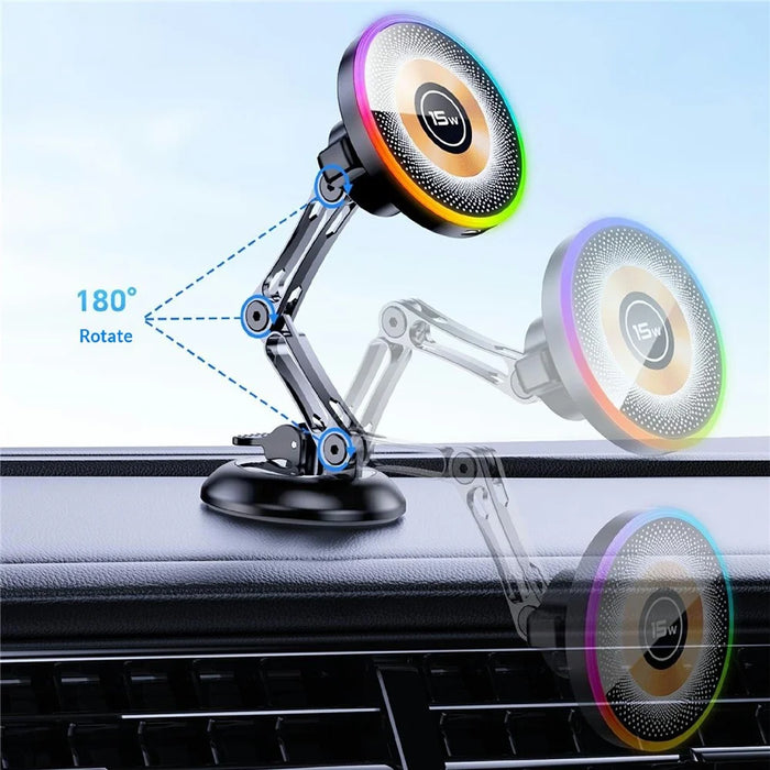 AKD255 15W Wireless Charging Car Mount Magnetic Phone Holder Stand for Dashboard Windshield - Black - 5