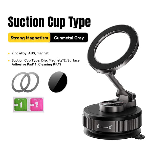 ESSAGER Vacuum Quad-Axle Folding Magnetic Mount N52 Strong Magnet 1080° Adjustable Phone Holder for Car Dashboard - 2