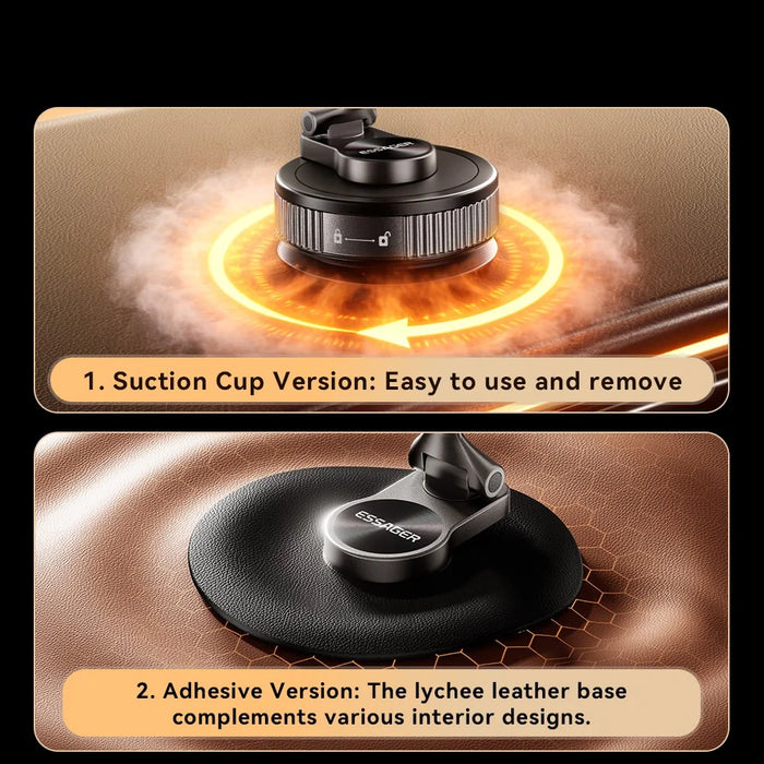 ESSAGER Vacuum Quad-Axle Folding Magnetic Mount N52 Strong Magnet 1080° Adjustable Phone Holder for Car Dashboard - 7
