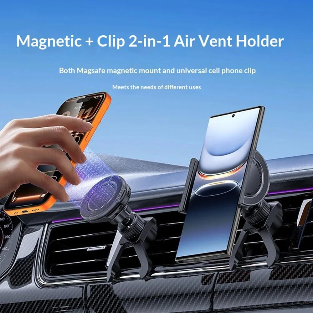 YESIDO C253 Compatible with MagSafe Phone Stand 2-in-1 Clip Car Vent Mount 360 Degrees Rotation Magnetic Phone Holder - 3