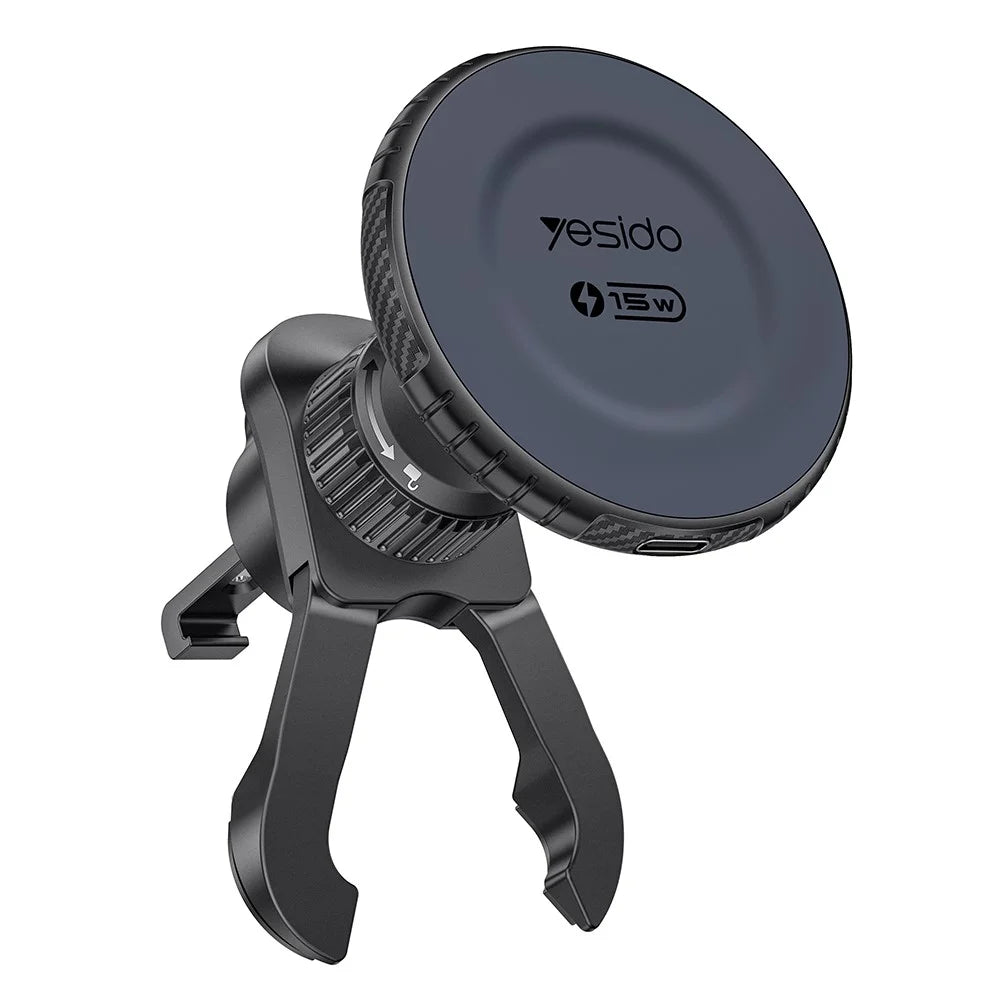 YESIDO C319 15W Magnetic Wireless Charging Car Mount Air Vent Phone Holder for iPhone 12-17 - Black - 1