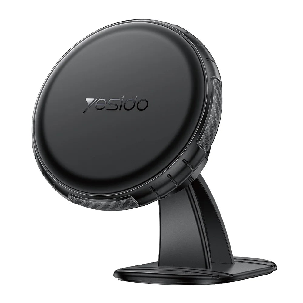 YESIDO C235 Magnetic Car Phone Mount 360 Degrees Rotation Dashboard Stand with 2Pcs Magnetic Sheets - Black - 1