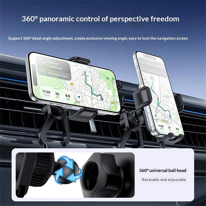 YESIDO C318 15W Qi Car Wireless Charger Mount 360 Degrees Rotation Air Vent Clip-on Phone Holder for 5.4-7.2 Inch - Black - 5