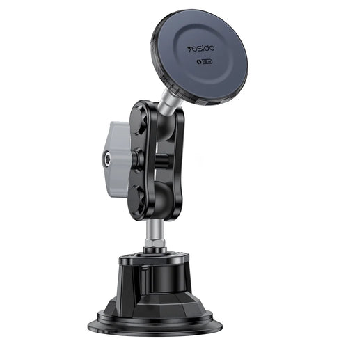 YESIDO C322 15W Magnetic Car Mount Wireless Charger Compatible with Magsafe Navigation Shooting Stand for iPhone 12-17 Series - Black - 1