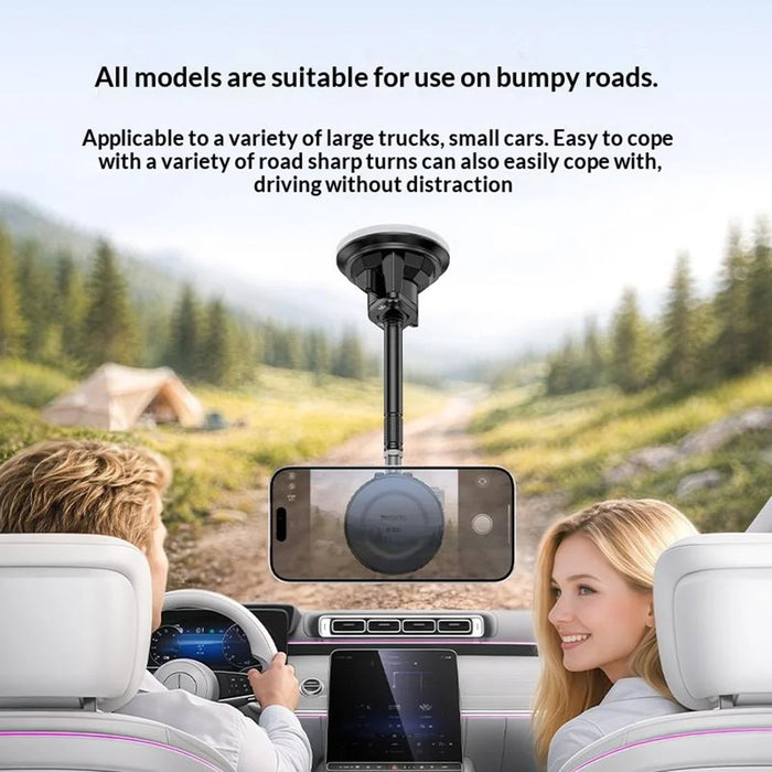 YESIDO C323 15W Wireless Charging Long Arm Magnetic Phone Holder with Suction Cup Base for Car Dashboard Windshield - Black - 6