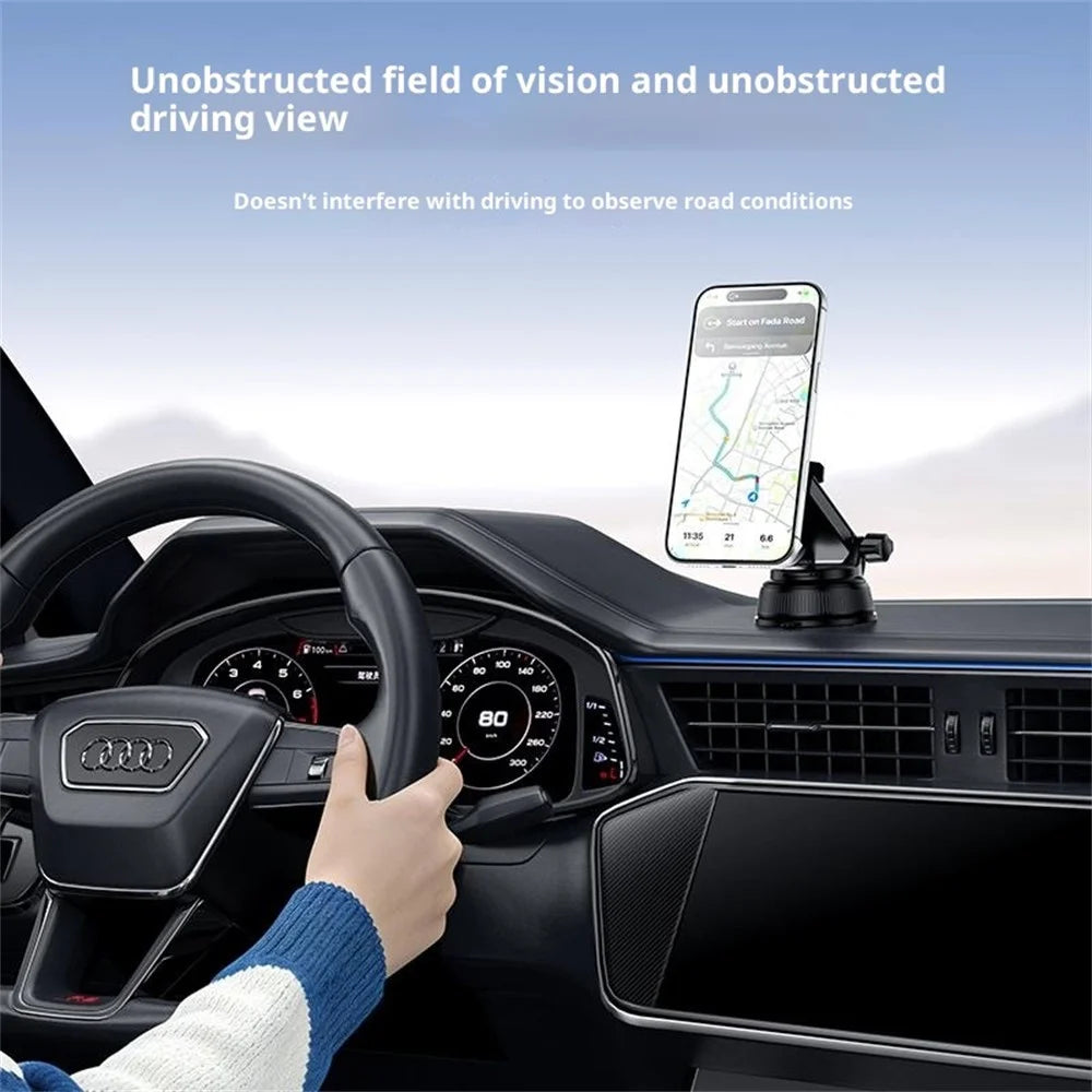 YESIDO C280 2-in-1 Suction Cup Car Phone Mount Compatible with MagSafe Magnetic 360 Degrees Rotating Holder for Dashboard Windshield - Black - 5