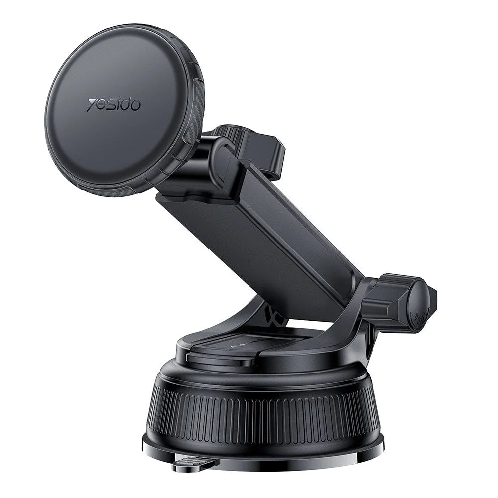 YESIDO C276 Magnetic Car Phone Holder Mount 360 Degrees Rotating Suction Cup Phone Stand for Windshield Dashboard - Black - 1