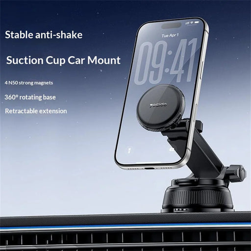 YESIDO C276 Magnetic Car Phone Holder Mount 360 Degrees Rotating Suction Cup Phone Stand for Windshield Dashboard - Black - 2