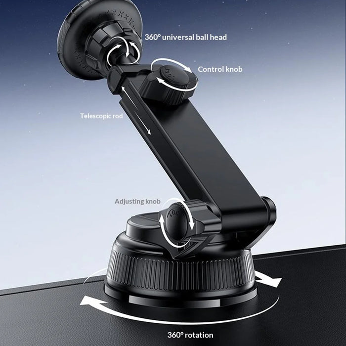 YESIDO C276 Magnetic Car Phone Holder Mount 360 Degrees Rotating Suction Cup Phone Stand for Windshield Dashboard - Black - 6