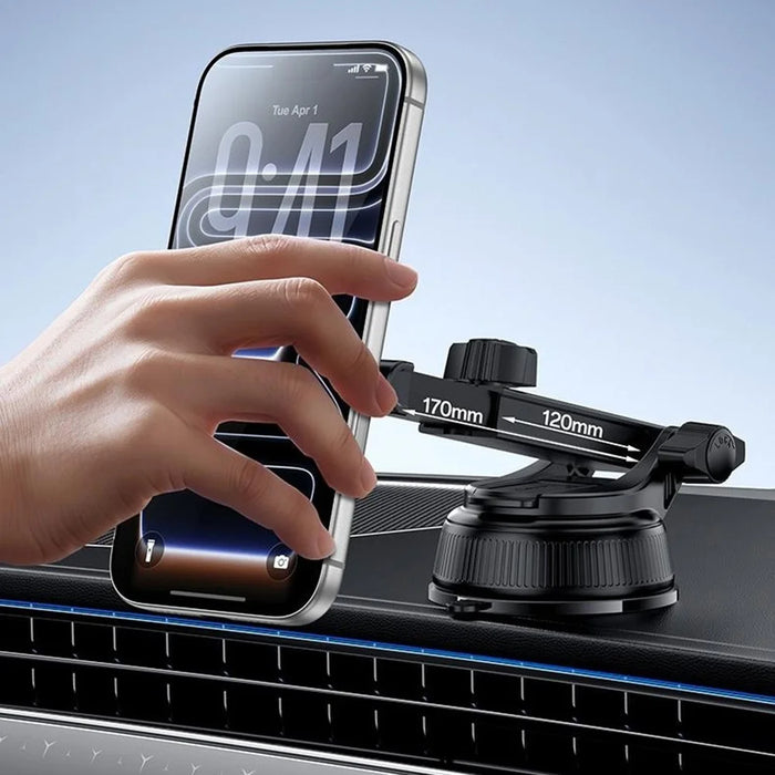 YESIDO C276 Magnetic Car Phone Holder Mount 360 Degrees Rotating Suction Cup Phone Stand for Windshield Dashboard - Black - 7