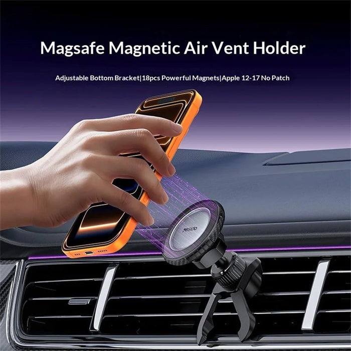 YESIDO C254 Magnetic Car Air Vent Phone Holder Compatible with MagSafe 360 Degrees Rotation Mount for 12-17 Series - Black - 2