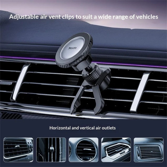 YESIDO C254 Magnetic Car Air Vent Phone Holder Compatible with MagSafe 360 Degrees Rotation Mount for 12-17 Series - Black - 4