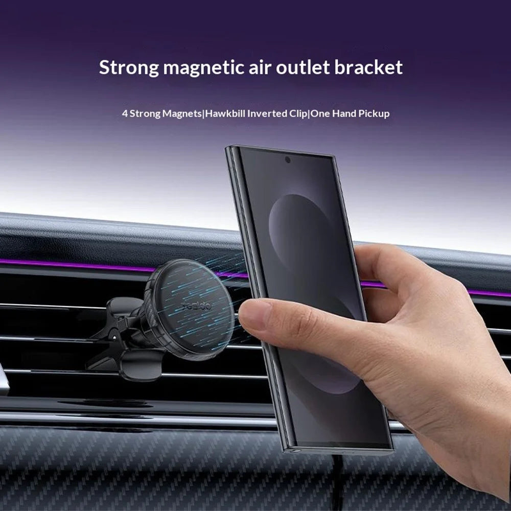 YESIDO C234 Car Air Vent Magnetic Phone Mount Hawkbill Inverted Clip 360 Degrees Rotation Phone Holder - Black - 2