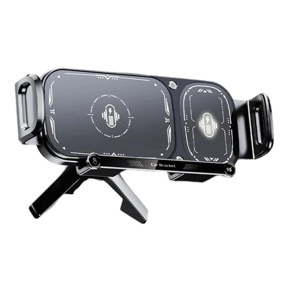 Q7S 15W Wireless Car Charger Auto Clamping 90 Degrees Rotation Air Vent Mount Car Phone Holder for Foldable Phones - Grey - 1