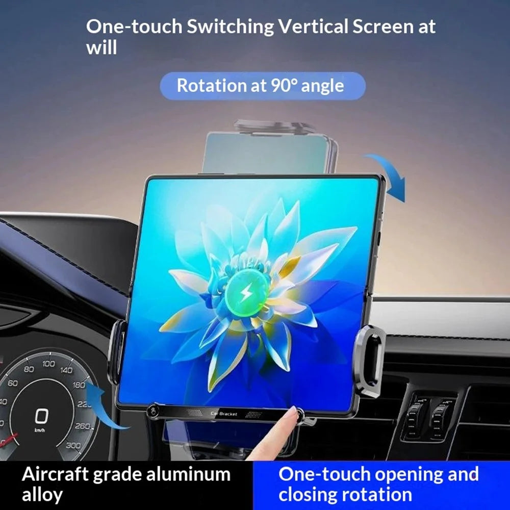 Q7S 15W Wireless Car Charger Auto Clamping 90 Degrees Rotation Air Vent Mount Car Phone Holder for Foldable Phones - Grey - 3