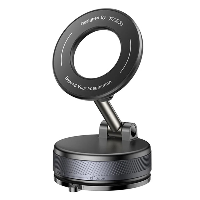 YESIDO C228 Car Phone Stand Mount 360 Degree Zinc Alloy Vacuum Suction Cup Magnetic Phone Holder for Car Dashboard Desktop - Black - 1