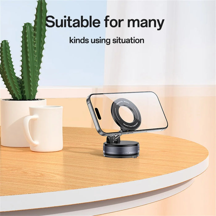 YESIDO C228 Car Phone Stand Mount 360 Degree Zinc Alloy Vacuum Suction Cup Magnetic Phone Holder for Car Dashboard Desktop - Black - 5