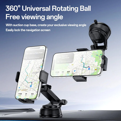 YESIDO C278 Suction Cup Car Phone Holder 360 Degree Rotating Ball One Hand Operation Telescopic Arm Mount for Dashboard - 2