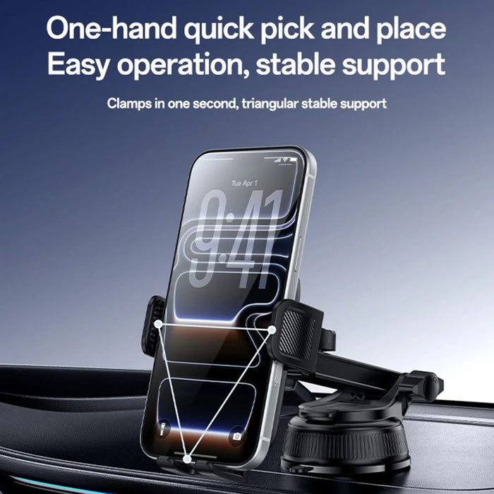 YESIDO C278 Suction Cup Car Phone Holder 360 Degree Rotating Ball One Hand Operation Telescopic Arm Mount for Dashboard - 3