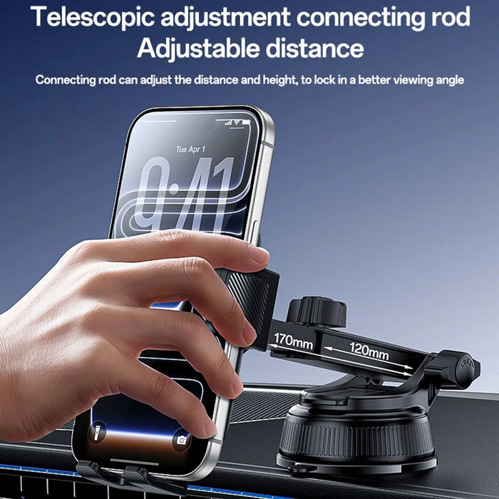 YESIDO C278 Suction Cup Car Phone Holder 360 Degree Rotating Ball One Hand Operation Telescopic Arm Mount for Dashboard - 5