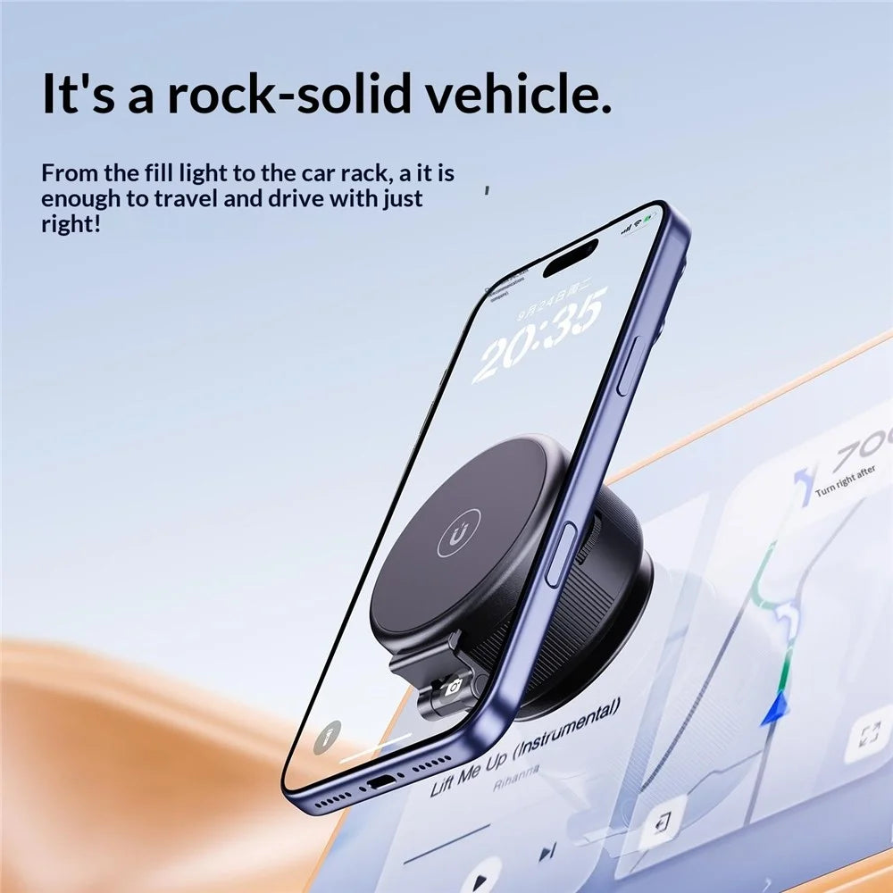 X99 3-in-1 Phone Stand with LED Fill Light & Makeup Mirror Foldable Car Mount Vacuum Suction Cup Holder - Black - 5