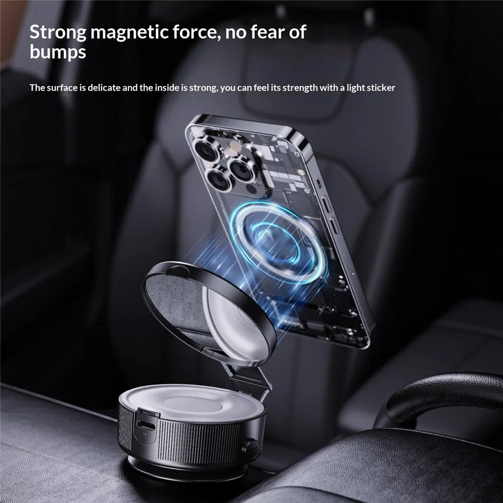 X99 3-in-1 Phone Stand with LED Fill Light & Makeup Mirror Foldable Car Mount Vacuum Suction Cup Holder - Black - 7