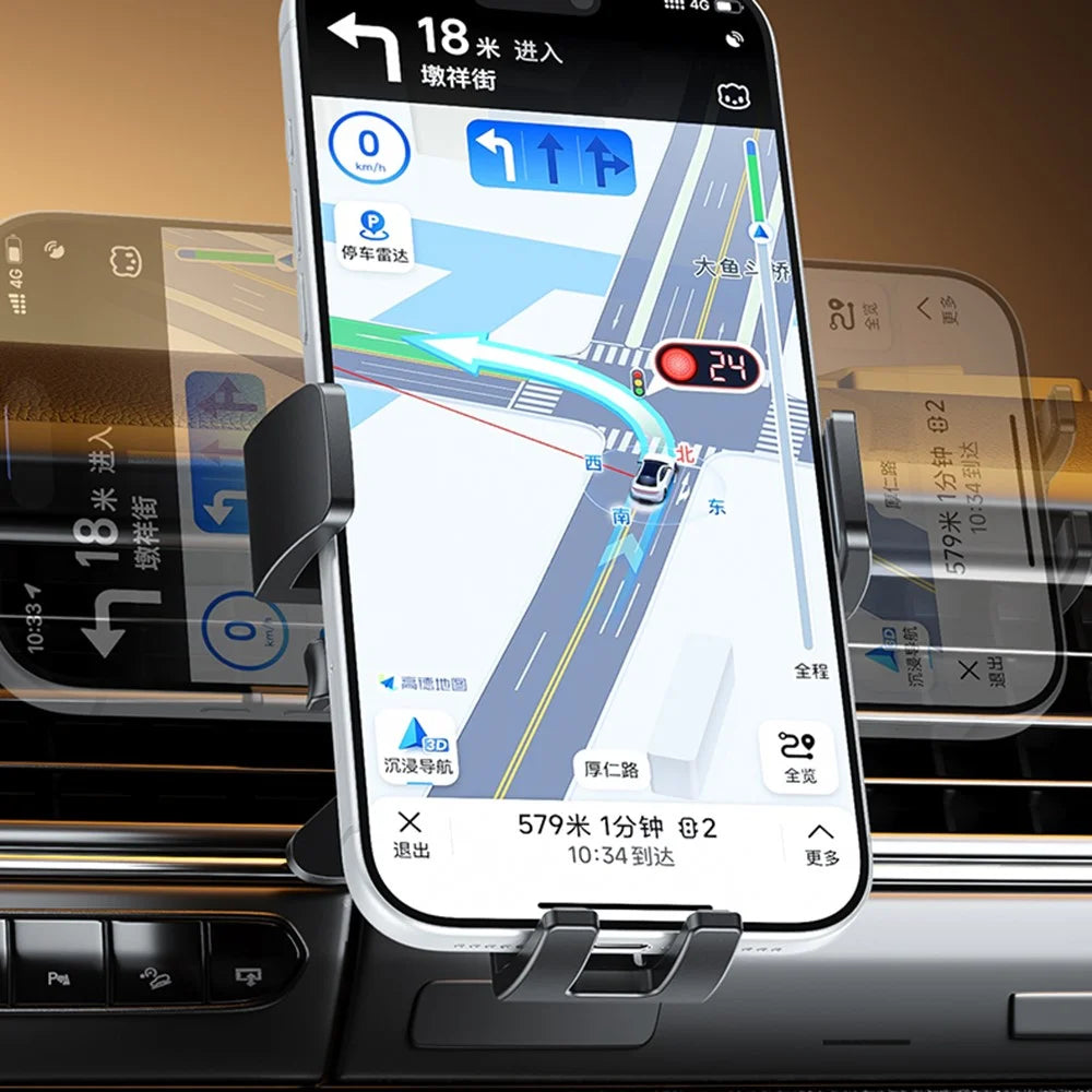 WEKOME WA-S66 Car Air Vent Mount Mechanical One-Button Clamping 360 Degree Rotation Phone Holder for 4.7-7.2 Inch Phones - Black - 4