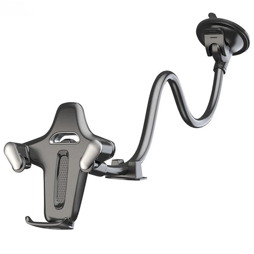 X034 Gooseneck Car Phone Mount Suction Cup Windshield Dashboard Holder Flexible Long Arm 360 Degree Adjustable Mobile Holder for 4.7-7.2 Inch Phones - Grey - 1