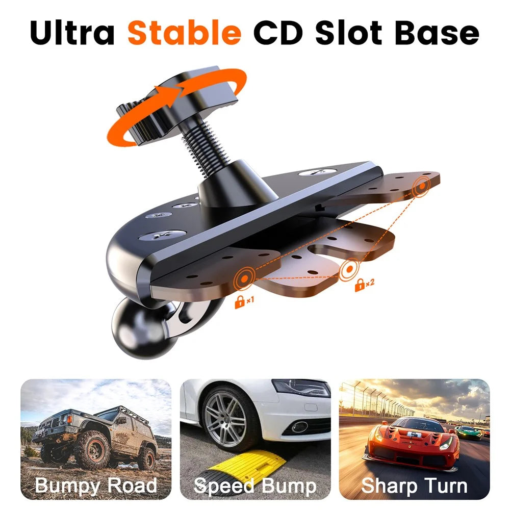 Car Phone Holder CD Slot Mount 360 Degree Rotating Y-Shape Design Universal Car Phone Stand - Grey - 5