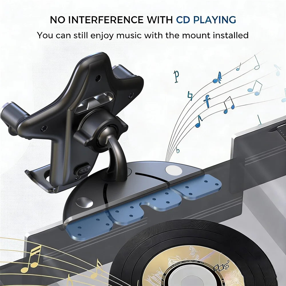 Car Phone Holder CD Slot Mount 360 Degree Rotating Y-Shape Design Universal Car Phone Stand - Grey - 6