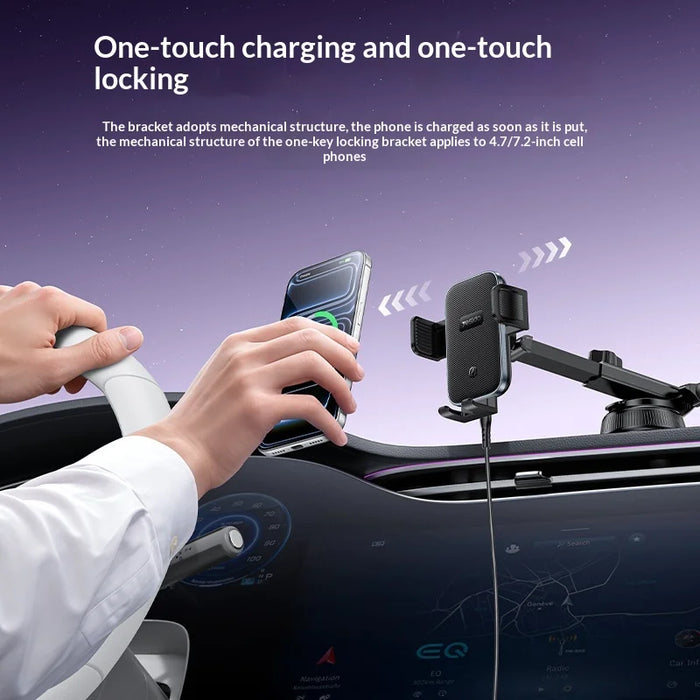 YESIDO C320 15W Wireless Charger Car Suction Cup Mount 360 Degree Rotation Phone Holder Stand for Dashboard - Black - 3