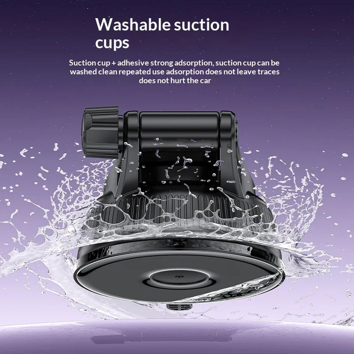 YESIDO C320 15W Wireless Charger Car Suction Cup Mount 360 Degree Rotation Phone Holder Stand for Dashboard - Black - 4