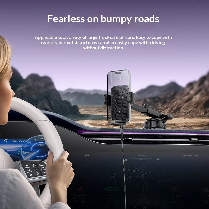 YESIDO C320 15W Wireless Charger Car Suction Cup Mount 360 Degree Rotation Phone Holder Stand for Dashboard - Black - 5