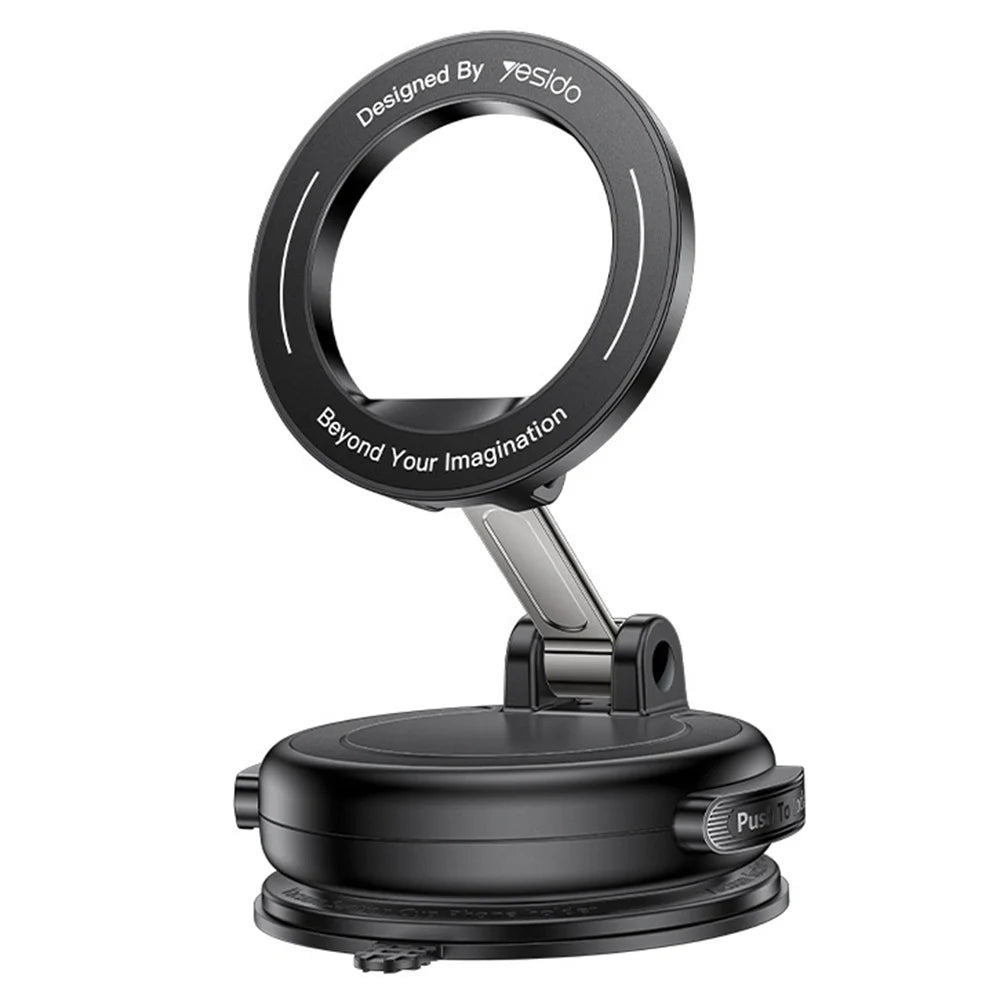 YESIDO C236 Magnetic Phone Holder 360 Degree Rotation Car Mount Vacuum Suction Cup Cellphone Stand - Black - 1