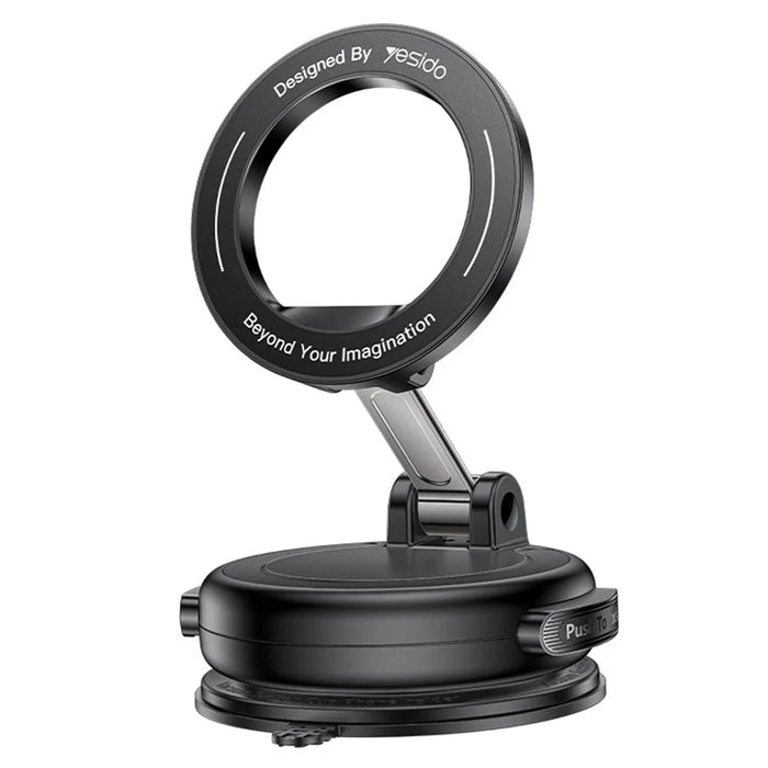 YESIDO C236 Magnetic Phone Holder 360 Degree Rotation Car Mount Vacuum Suction Cup Cellphone Stand - Black - 1
