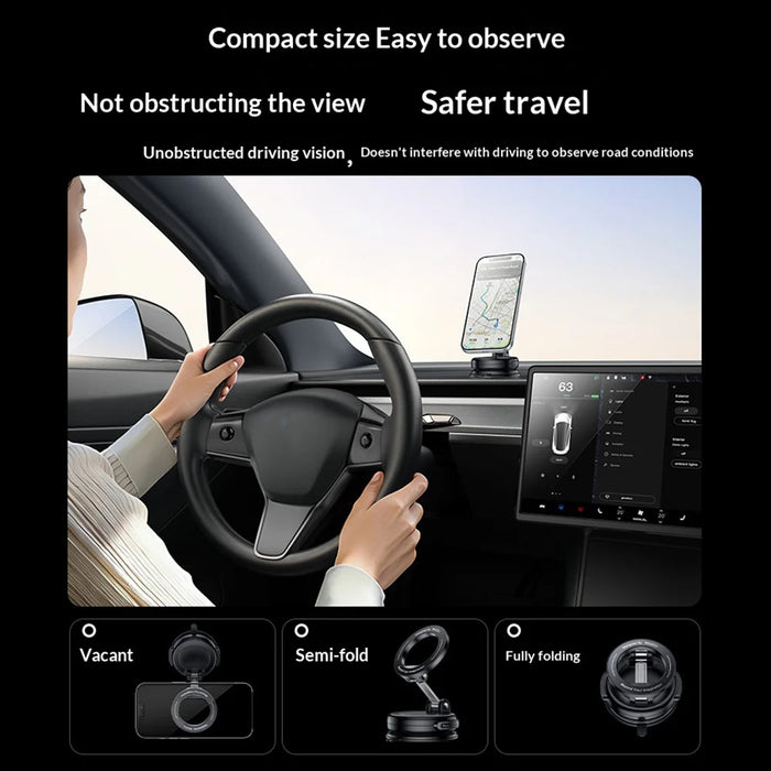 YESIDO C236 Magnetic Phone Holder 360 Degree Rotation Car Mount Vacuum Suction Cup Cellphone Stand - Black - 6